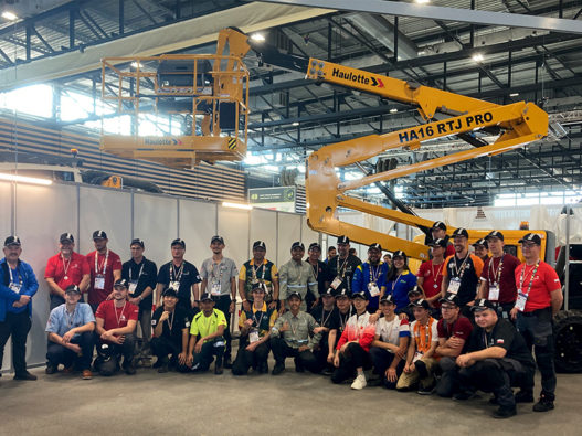 Johan Beillevaire with the Haulotte Group team after winning the silver medal at WorldSkills 2024 in equipment maintenance.