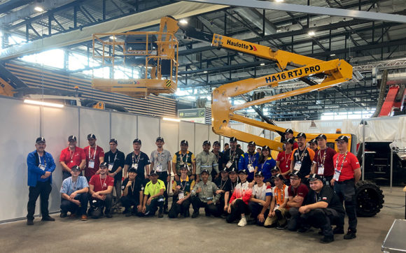 Johan Beillevaire with the Haulotte Group team after winning the silver medal at WorldSkills 2024 in equipment maintenance.