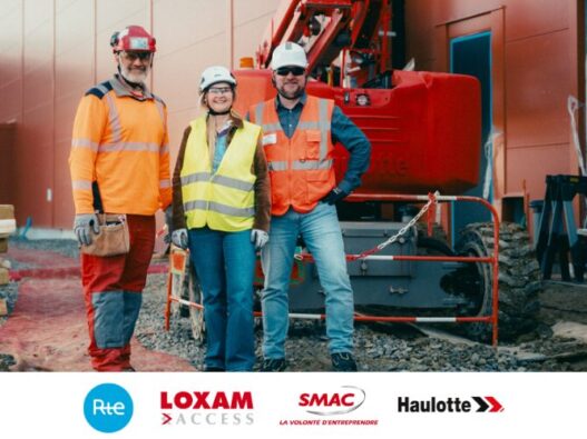 Haulotte MEWP equipped with FASTN anchoring system on the INELFE construction site in Cubnezais.